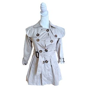 Girl (B2W2) Beige Strap Button pea Coat Lining vintage